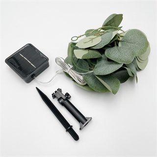 Solcelle lyskæde med eukalyptus blade -  3 M 30 lys - varmt hvidt lys