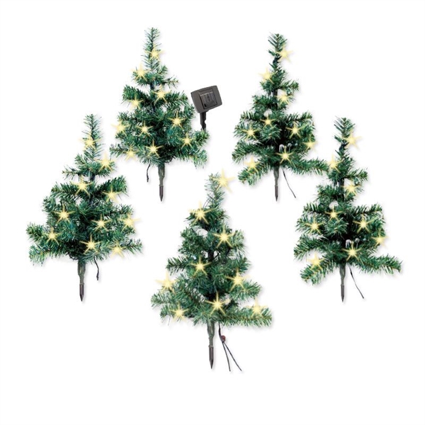 Solcelle lyskæde med 5 stk. juletræer