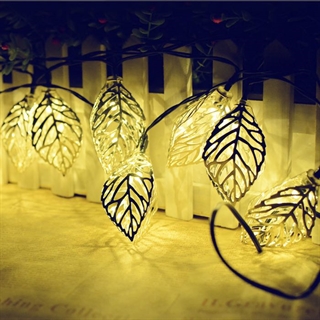 Solcelle lyskæde med metal blade - varmt hvidt lys - 5 m 20 lys