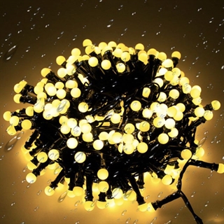 Solcelle lyskæde med små kirsebærkugler med fjernbetjening - 10 m 300 lys - varmt hvidt lys