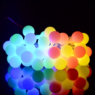 Solcelle lyskæde med kirsebær kugler - multifarvet lys - 7 m 50 lys