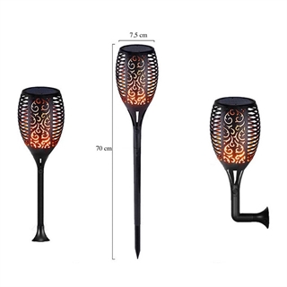 Solcellelampe - Flamme fakkel med 14 LED - H 70 cm