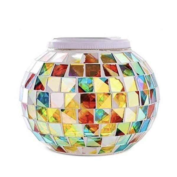 Solcellelampe - Mosaik glaskugle havelampe