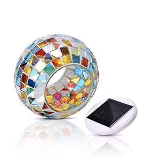 Solcellelampe - Mosaik glaskugle havelampe