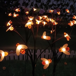 Solcellelampe med bier på spyd - Varmt hvidt lys