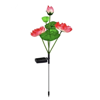 Solcellelampe med lotusblomster på spyd - Lyserød