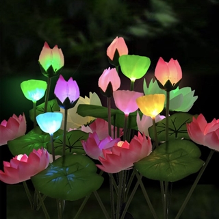 Solcellelampe med lotusblomster på spyd