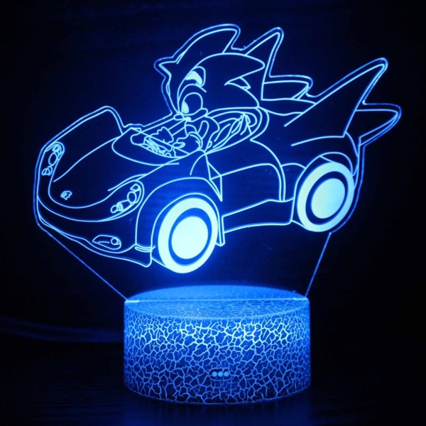 Sonic 3D lampe med fjernbetjening - 16 lysfarver - dæmpbar