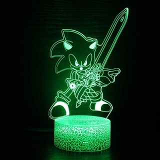 Sonic 3D-lampe med sværd – 16 lysfarver – dæmpbar 