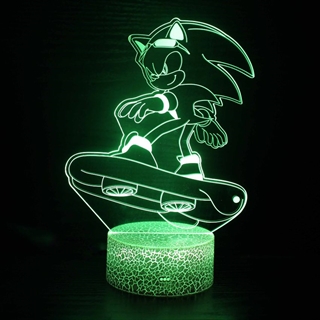 Sonic lampe med 3D-effekt og farveskift – Skate-action