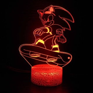 Sonic lampe med 3D-effekt og farveskift – Skate-action
