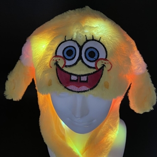 Spongebob hat med hoppeører og multifarvet lys