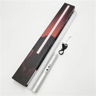 Star Wars lasersværd med 15 lysfarver og lydeffekter - Genopladelige - 1 stk - Sølv håndtag - Mini