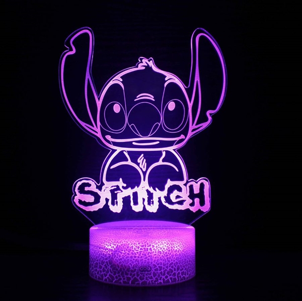 Stitch 3D lampe med fjernbetjening - 16 lysfarver-dæmpbar-Unik lampe