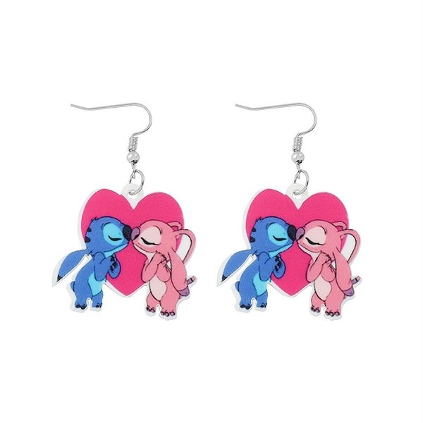Stitch & Angel hjerteøreringe - 1 par