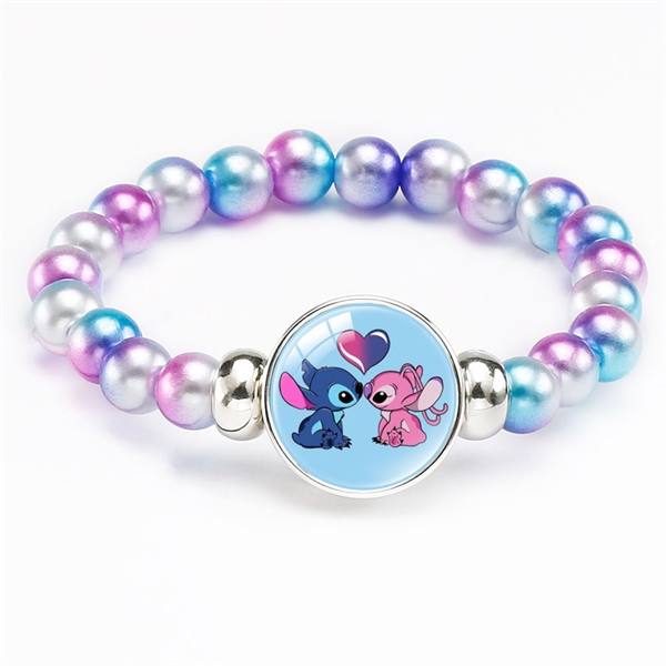 Sødt Stitch-armbånd med perler i pastelfarver - stil 2 - Stitch & Angel