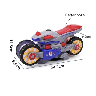 Stunt motorcykel med lyd- og lyseffekter