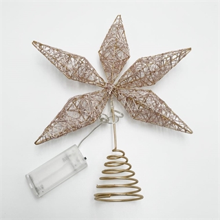 Guld topstjerne med lys og champagnefarvede tråde