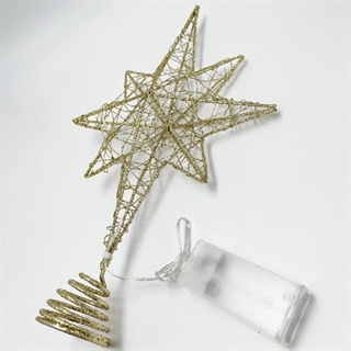 Glitter LED nordstjerne til juletræ – guld