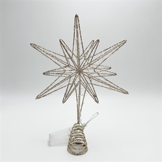 Topstjerne med lys til juletræ – champagnefarvet