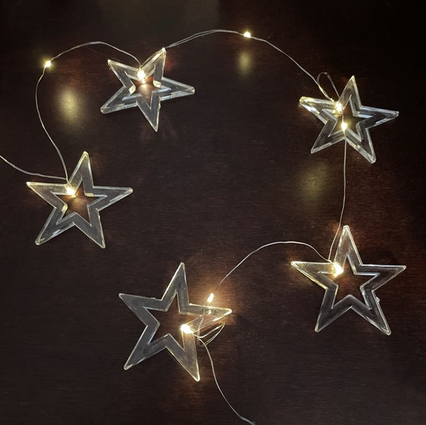 LED stjerne lyskæde med varm hvid lys – 1,6 m, 10 LED