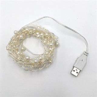 USB-drevet lyskæde med perler -  3 m 30 lys