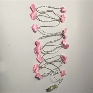 USB-drevet LED lyskæde med lyserøde hjerter