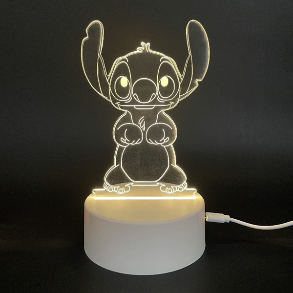 USB-drevet Stitch 3D-lampe med varmt hvidt lys