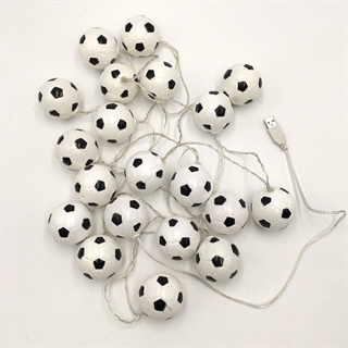 USB-drevet lyskæde med fodbolde - 3 m med 20 fodbolde