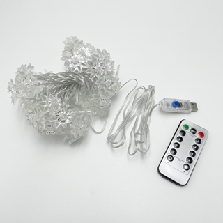 USB-drevet lyskæde med lotus blomster og fjernbetjening - 7 m 50 lys