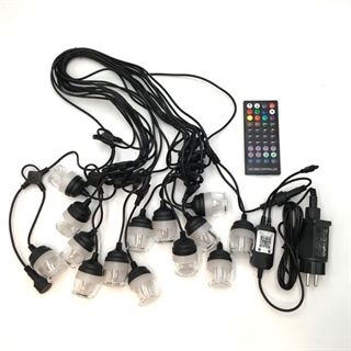 App styret udendørs lyskæde med 14 pærer -  Multifarvede lys