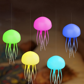 Vandmandslampe med multifarvet lys – 2-i-1 bordlampe og pendel – genopladelig