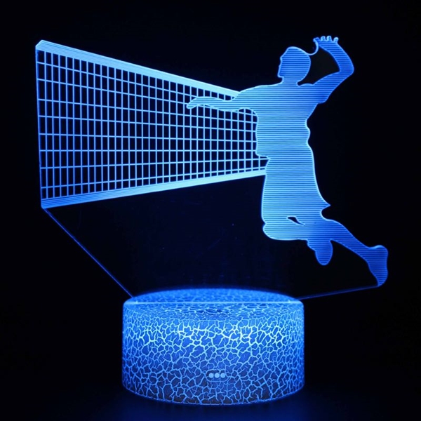 Volleyballspiller 3D lampe med 16 lysfarver - dæmpbar