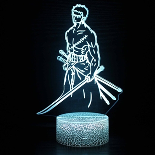 Zoro anime 3D-lampe med fjernbetjening