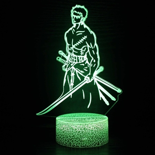 Zoro anime 3D-lampe med fjernbetjening