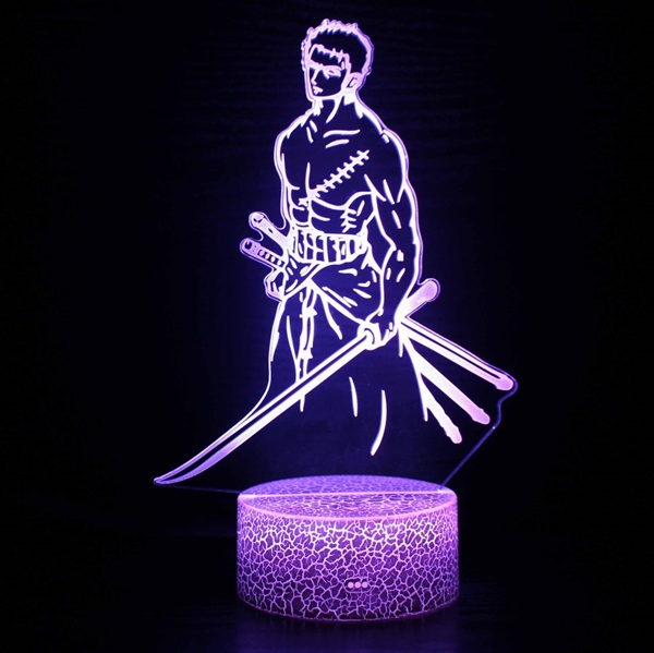 Zoro anime 3D-lampe med fjernbetjening