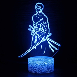Zoro anime 3D-lampe med fjernbetjening