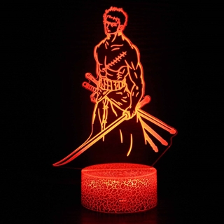 Zoro anime 3D-lampe med fjernbetjening