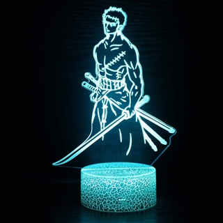 Zoro anime 3D-lampe med fjernbetjening
