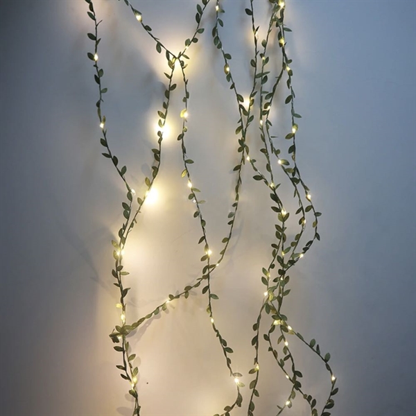 LED lyskæde med grønne blade 10 m