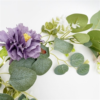 LED lyskæde med lilla blomster og blade – 2 m, 20 LED-lys