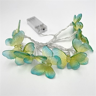 Sommerfugle lyskæde med varmt hvidt lys - Gul og grøn - 1,5 M 10 lys