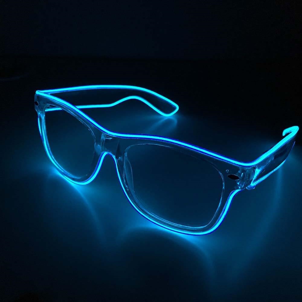 pant Ægte Etablere LED festbriller - klare glas med blå lys - ledide.dk