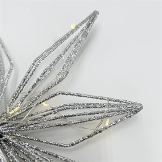 LED-topstjerne med glimmer til juletræ – sølvfarvet