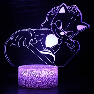 Sonic 3D natlampe med skateboard – dæmpbar med fjernbetjening